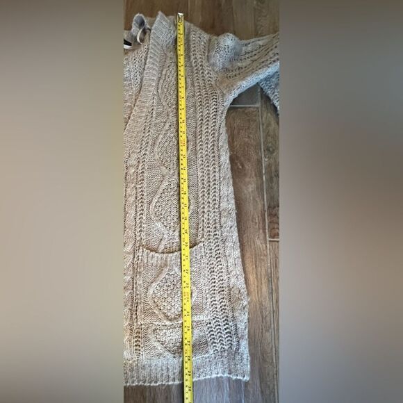 Atmosphere Tight Knit Cable Cardigan Sz 10 Tan Button Down Cottagecore - Picture 6 of 9